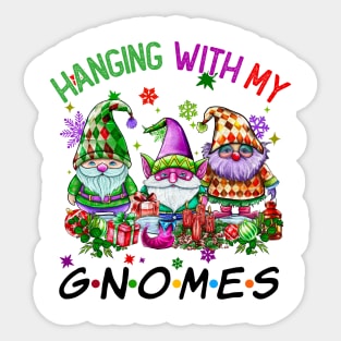 Funny Christmas Gnome Hanging With My Gnomies Family Pajamas Sticker